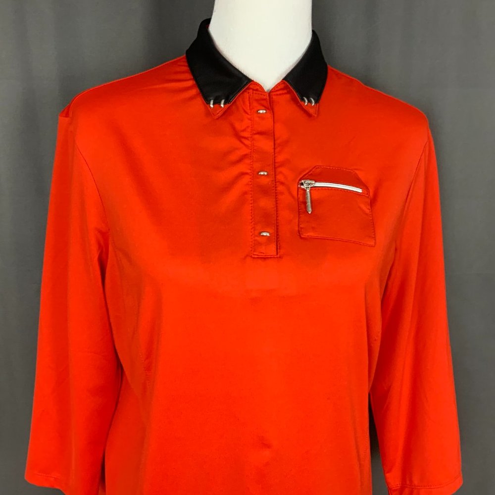 Jamie Sadock Red 1/4 Zip 3/4 Sleeve Golf Top Tee Medium - Picture 8 of 16